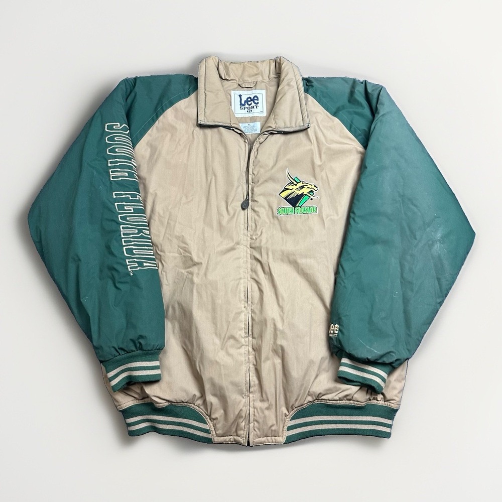 VTG 90s Lee Sport University Of South Florida Bulls Jacket Mens XL Puffer Zipup